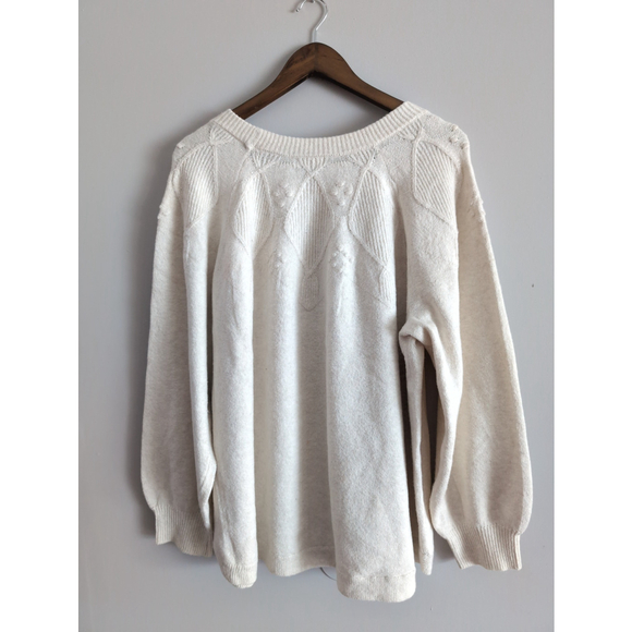 Signature Reitman Cream Bubble/Diamond Knit Bishop Sleeveless Sweater Women 3X - Picture 2 of 7